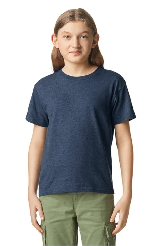 maroon slim fit t-shirts sleek -Gildan Youth Softstyle CVC Short Sleeve Crewneck T-Shirt - Navy Blue Mist