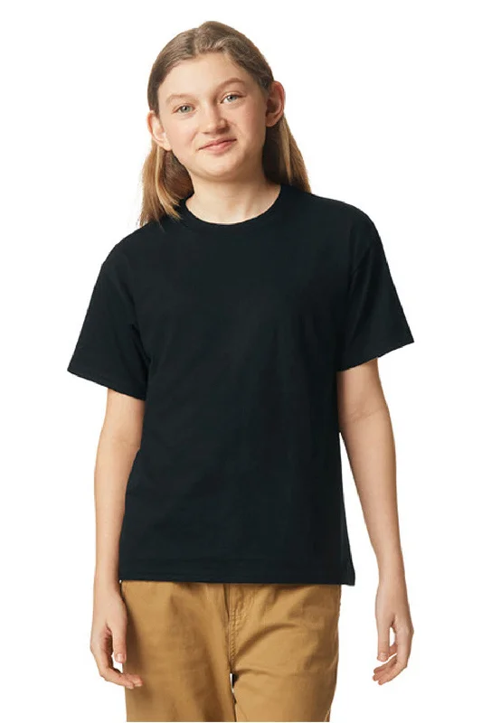 aqua v-neck t-shirts summer -Gildan Youth Softstyle CVC Short Sleeve Crewneck T-Shirt - Pitch Black