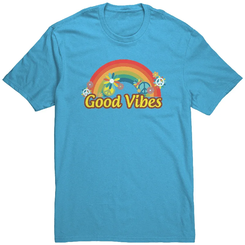 sage oversized t-shirts relaxed -GOOD VIBES Rainbow Retro Hippie Unisex T-Shirt