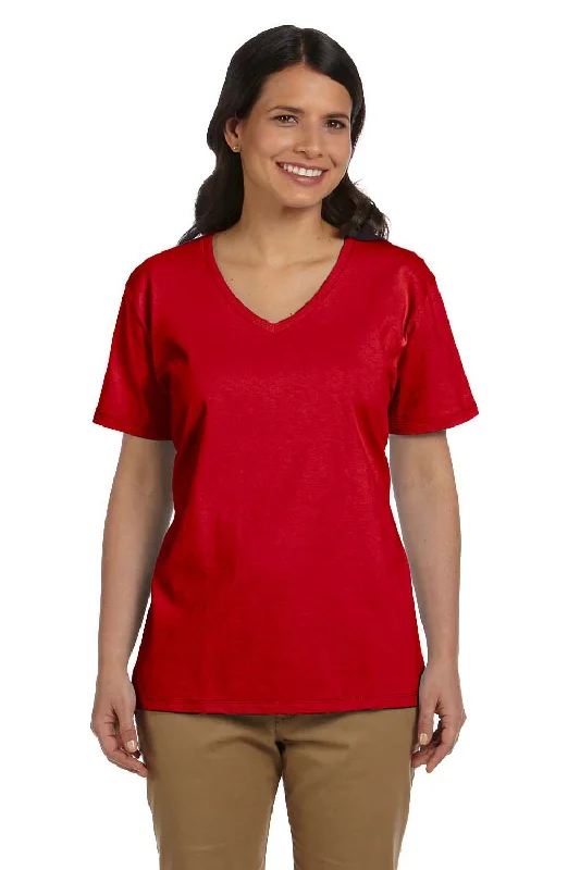 maroon v-neck t-shirts sharp -Hanes Womens ComfortSoft Short Sleeve V-Neck T-Shirt - Deep Red - Closeout