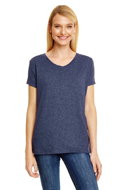 olive slim fit t-shirts sleek -Hanes Womens X-Temp FreshIQ Moisture Wicking Short Sleeve V-Neck T-Shirt - Navy Blue