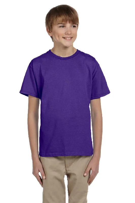 navy crew neck t-shirts basic -Hanes Youth EcoSmart Short Sleeve Crewneck T-Shirt - Purple