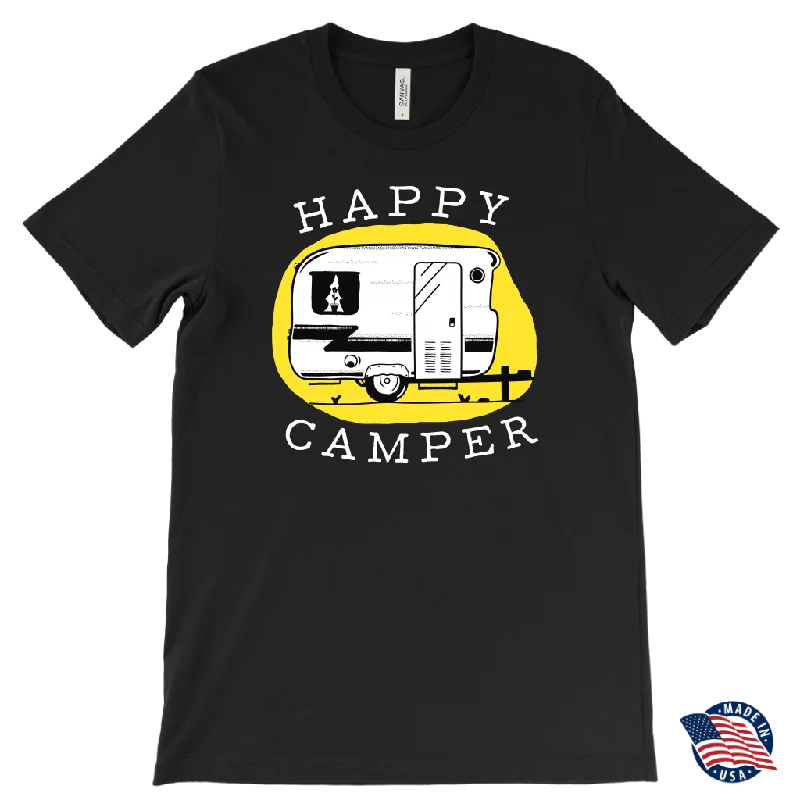 soft lavender t-shirts stylish -HAPPY CAMPER Vintage Trailer Men's T-Shirt