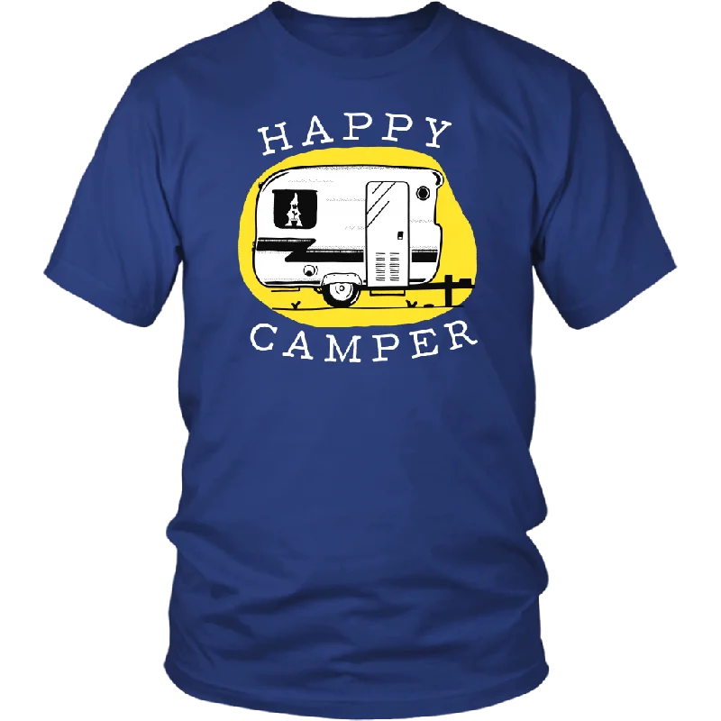 bold red t-shirts statement -HAPPY CAMPER Vintage Trailer Unisex T-Shirt