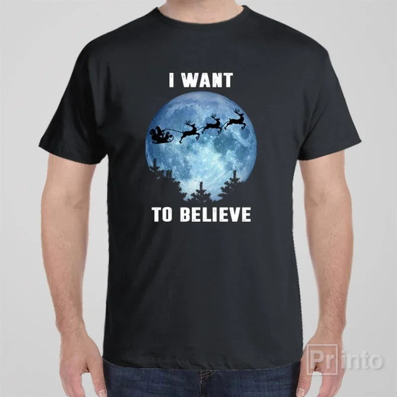 camo short sleeve t-shirts tough -I want to believe in Santa - T-shirt