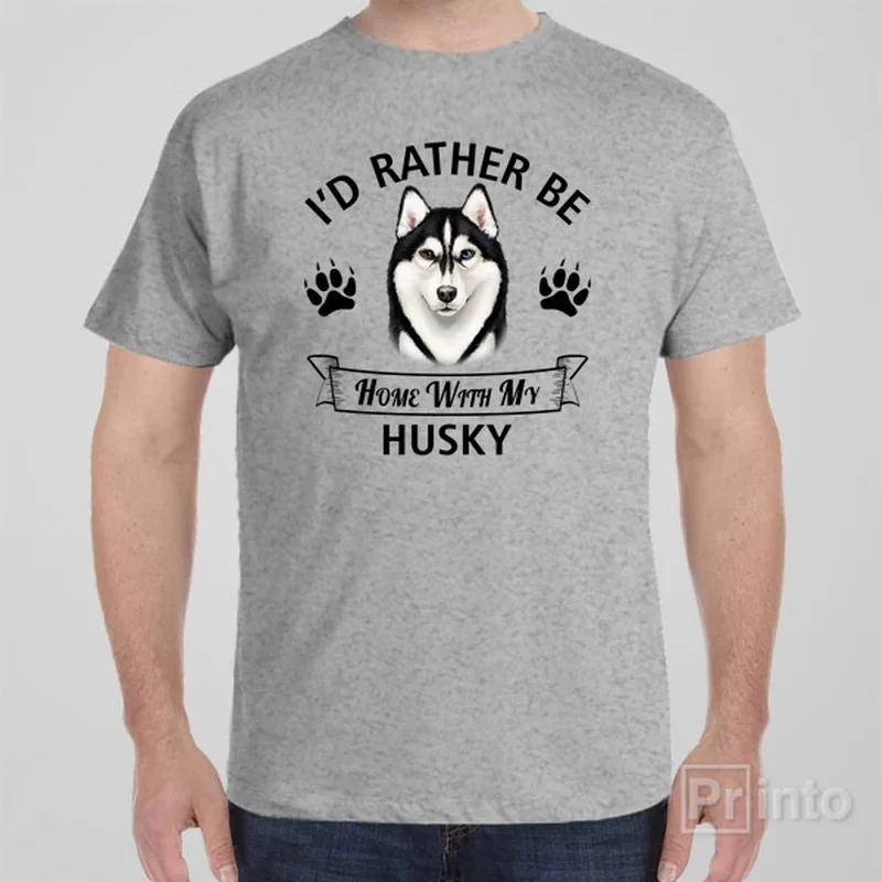 indigo polo t-shirts smart -I'd rather stay home with my Husky - T-shirt