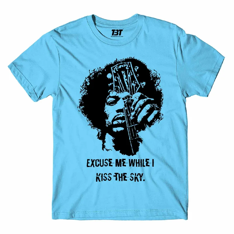 heather navy t-shirts casual -Jimi Hendrix T shirt - Kiss The Sky