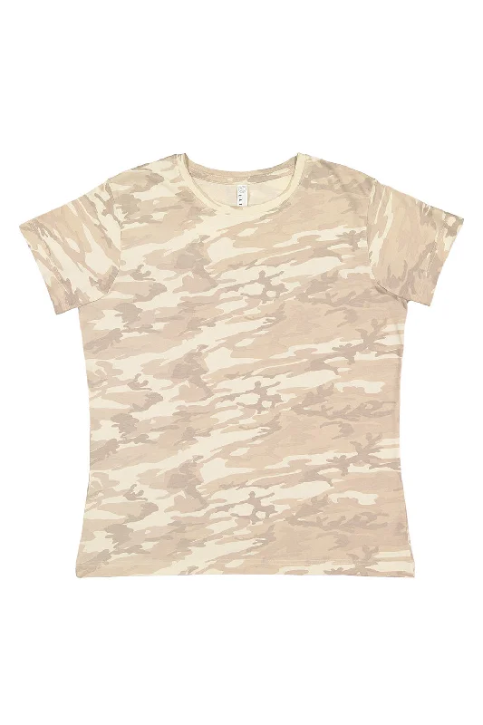 soft lavender t-shirts trendy -LAT Womens Fine Jersey Short Sleeve Crewneck T-Shirt - Natural Camo