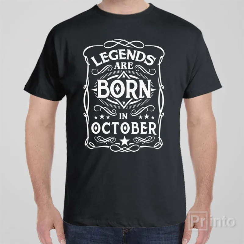 taupe crew neck t-shirts neutral -Legends are born in October - T-shirt