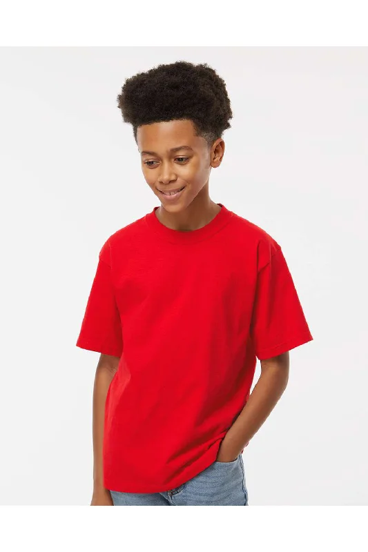 aqua v-neck t-shirts vibrant -M&O Youth Gold Soft Touch Short Sleeve Crewneck T-Shirt - Deep Red