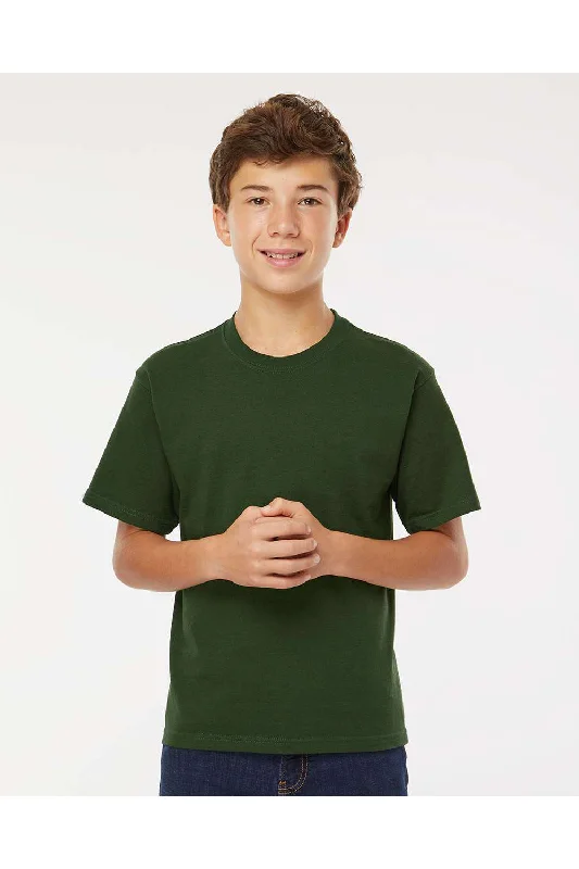 eco cotton t-shirts comfy -M&O Youth Gold Soft Touch Short Sleeve Crewneck T-Shirt - Forest Green