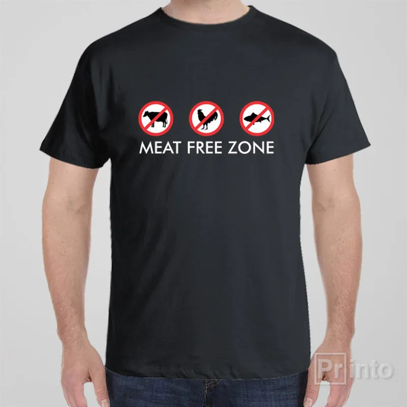 heather navy t-shirts comfy -Meat free zone - T-shirt