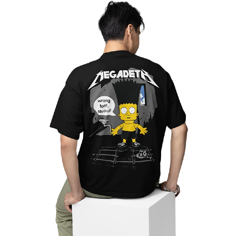 heather navy t-shirts casual -Megadeth Oversized T shirt - Wrong Font