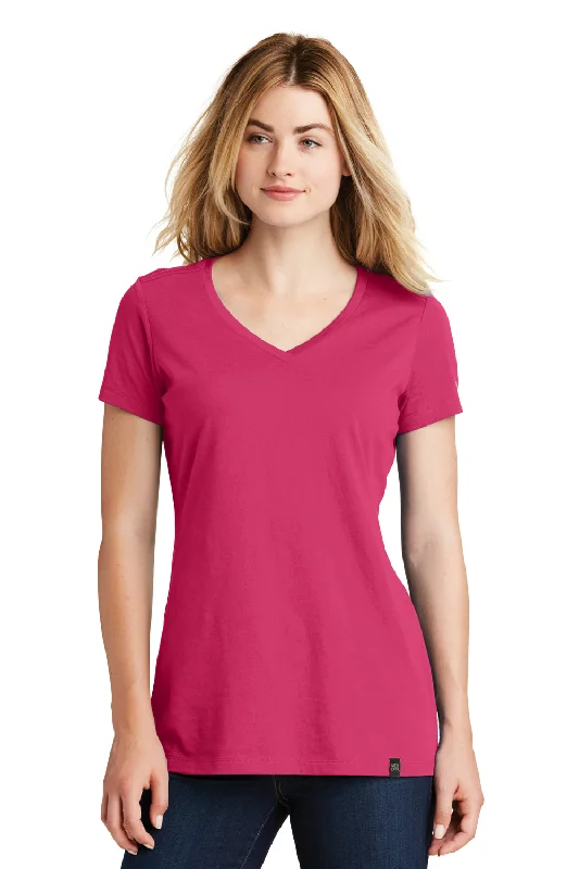 sage slim fit t-shirts sleek -New Era Womens Heritage Short Sleeve V-Neck T-Shirt - Deep Pink