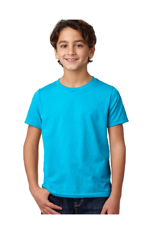 camo crew neck t-shirts rugged -Next Level Youth CVC Jersey Short Sleeve Crewneck T-Shirt - Turquoise Blue