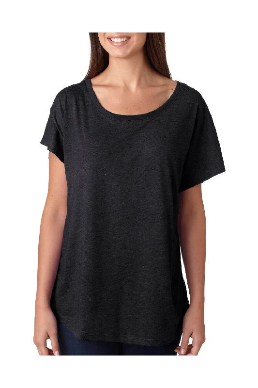 pastel blue t-shirts soft -Next Level Womens Dolman Jersey Short Sleeve Scoop Neck T-Shirt - Vintage Black