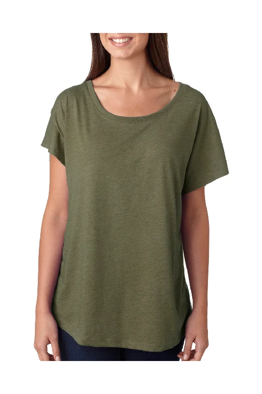 burnt orange t-shirts for men -Next Level Womens Dolman Jersey Short Sleeve Scoop Neck T-Shirt - Military Green - Closeout