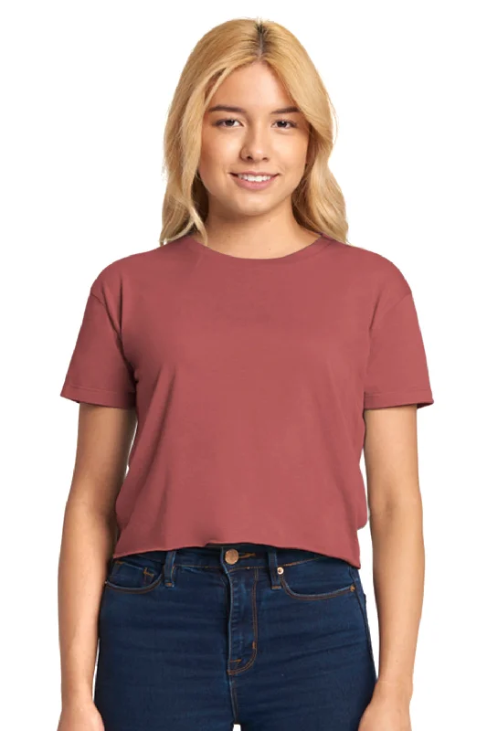 quirky food t-shirts cute -Next Level Womens Festival Cali Crop Short Sleeve Crewneck T-Shirt - Smoked Paprika Red