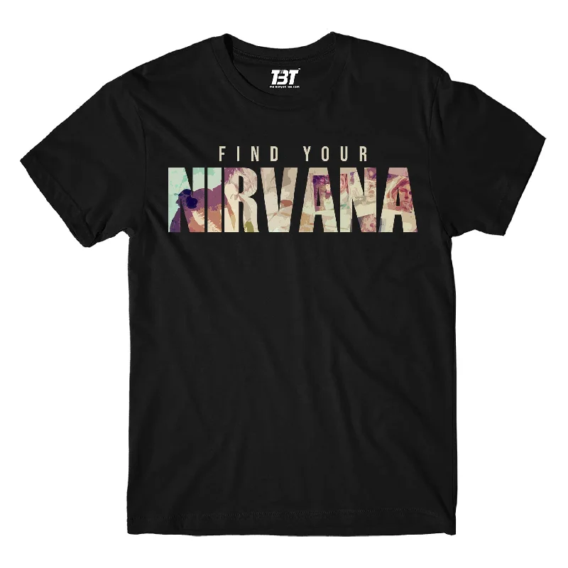 striped maroon t-shirts preppy -Nirvana T shirt - Find Your Nirvana