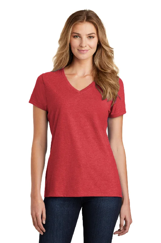 olive v-neck t-shirts neutral -Port & Company Womens Fan Favorite Short Sleeve V-Neck T-Shirt - Heather Team Cardinal Red