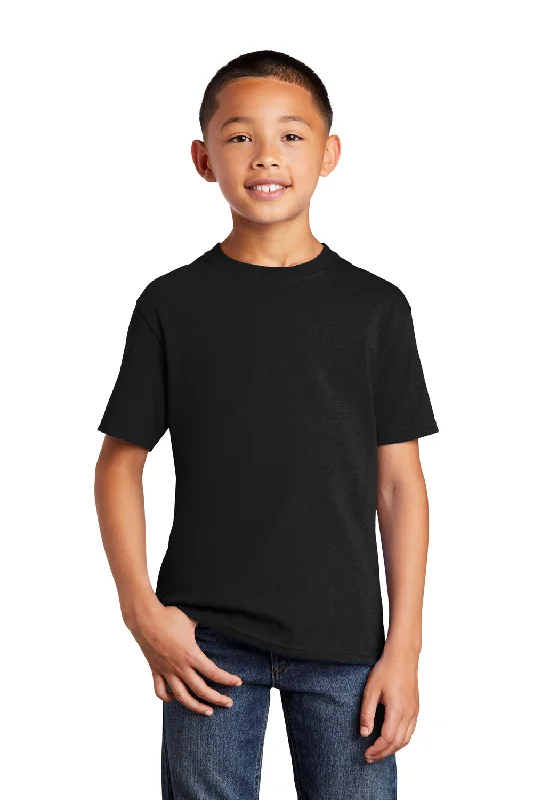 maroon slim fit t-shirts sleek -Port & Company Youth Core Cotton DTG Short Sleeve Crewneck T-Shirt - Jet Black