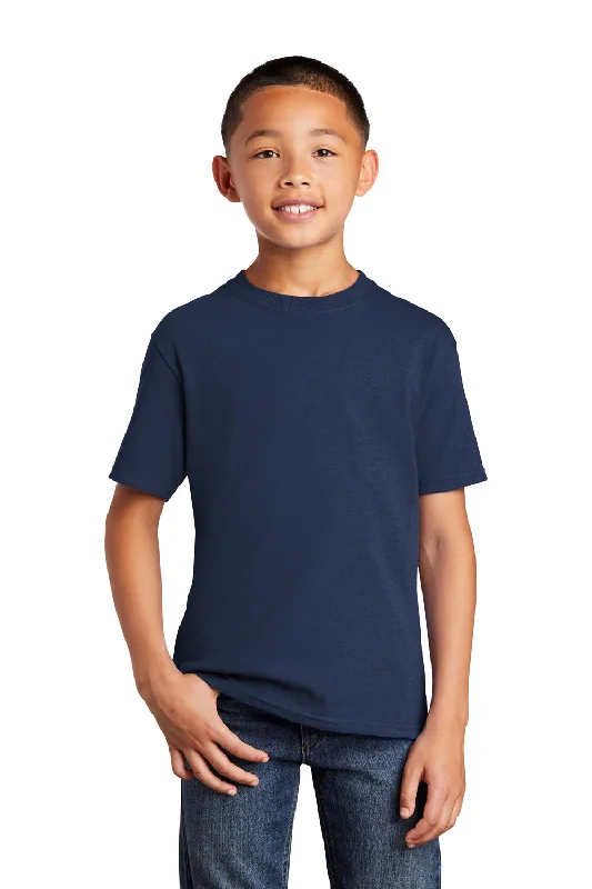 soft bamboo t-shirts for men -Port & Company Youth Core Cotton DTG Short Sleeve Crewneck T-Shirt - Navy Blue