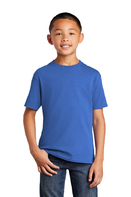 soft beige t-shirts stylish -Port & Company Youth Core Cotton DTG Short Sleeve Crewneck T-Shirt - Royal Blue