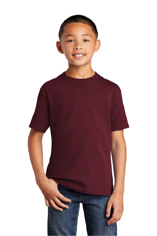 custom event t-shirts unique -Port & Company Youth Core Short Sleeve Crewneck T-Shirt - Athletic Maroon