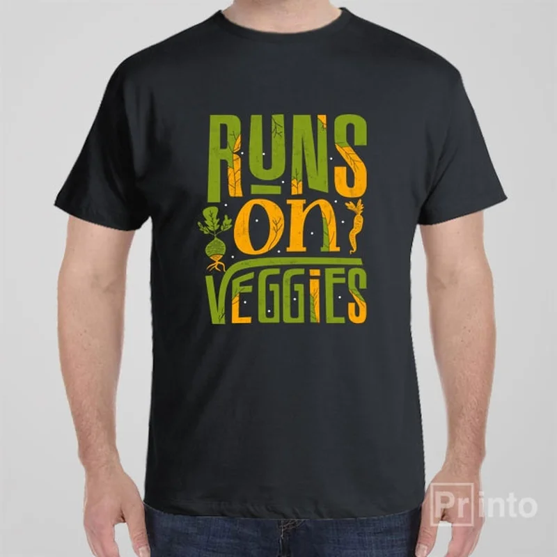 aqua long sleeve t-shirts vibrant -Runs on Veggies T-shirt