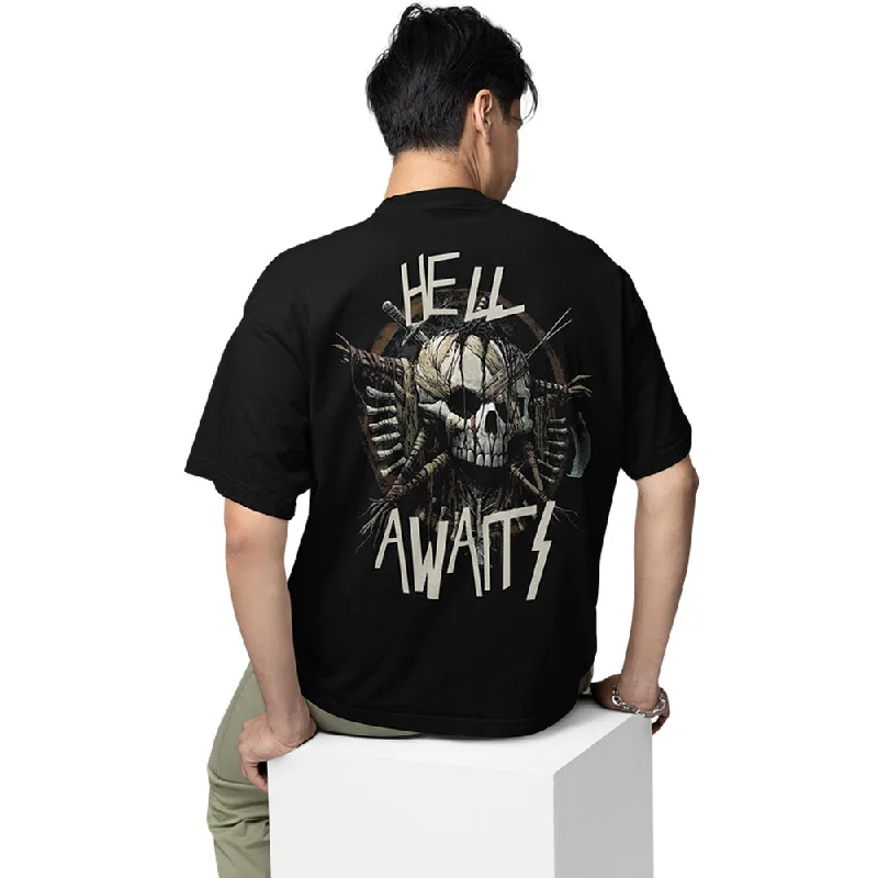 soft coral t-shirts feminine -Slayer Oversized T shirt - Hell Awaits