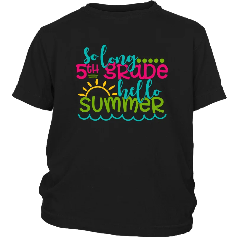 taupe v-neck t-shirts neutral -So Long Fifth Grade, Hello Summer Kids / Youth T-Shirt, 5th Grade