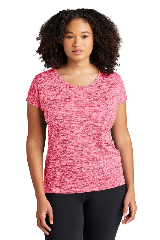 soft beige t-shirts neutral -Sport-Tek Womens Electric Heather Moisture Wicking Short Sleeve Crewneck T-Shirt - Power Pink Electric