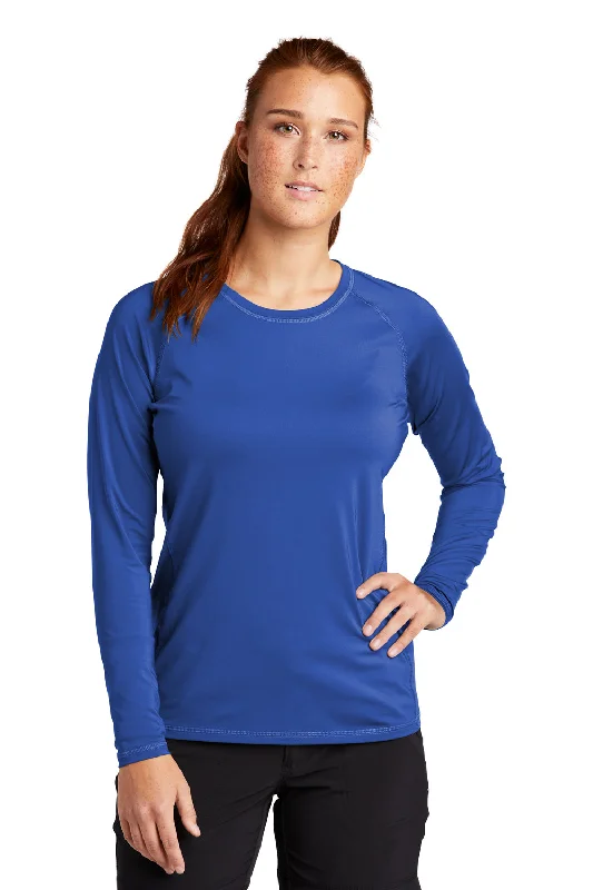 olive graphic t-shirts earthy -Sport-Tek Womens Rashguard Moisture Wicking Long Sleeve Crewneck T-Shirt - True Royal Blue