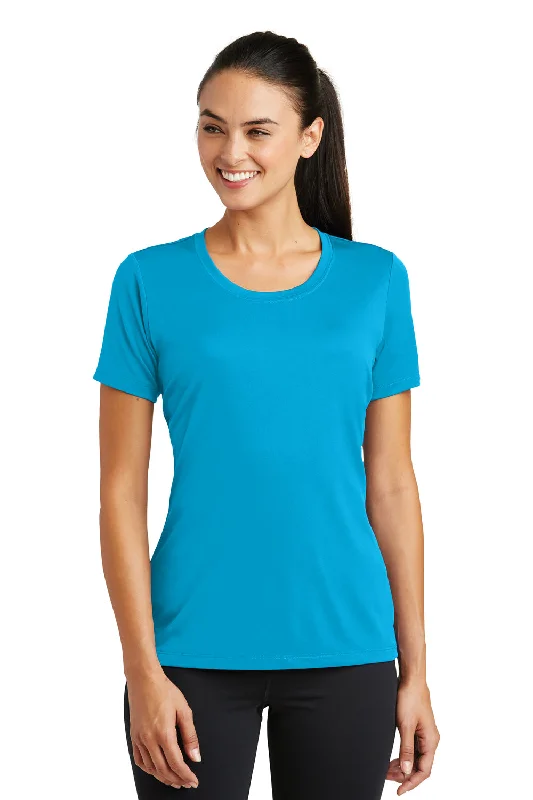 indigo polo t-shirts smart -Sport-Tek Womens Tough Moisture Wicking Short Sleeve Crewneck T-Shirt - Atomic Blue - Closeout