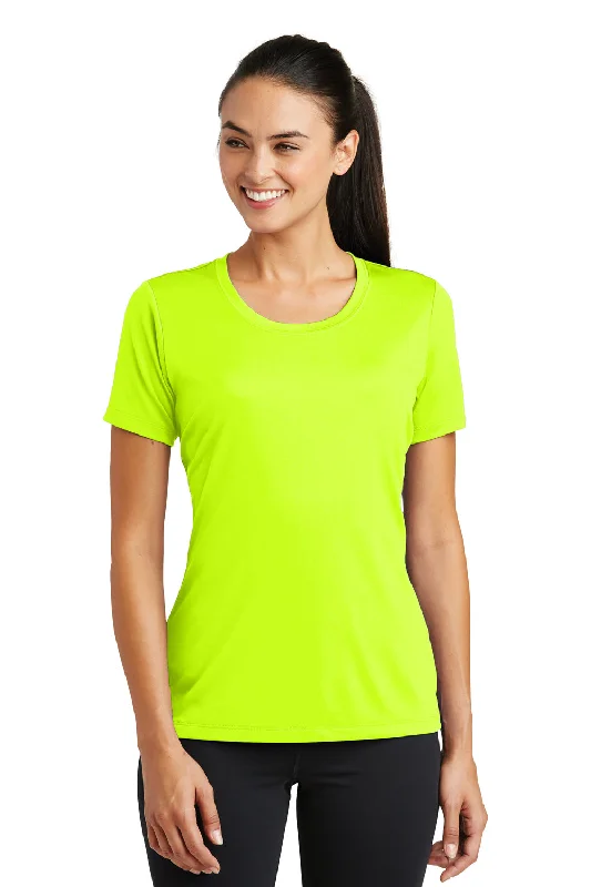 taupe oversized t-shirts relaxed -Sport-Tek Womens Tough Moisture Wicking Short Sleeve Crewneck T-Shirt - Neon Yellow - Closeout