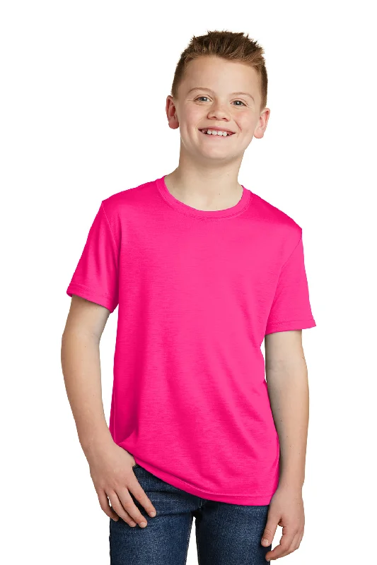 maroon slim fit t-shirts sleek -Sport-Tek Youth Competitor Moisture Wicking Short Sleeve Crewneck T-Shirt - Neon Pink - Closeout