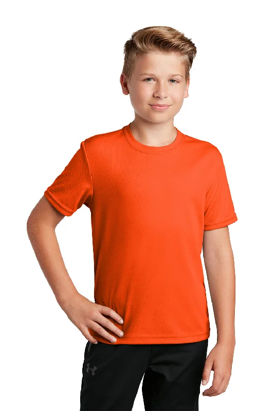 neon yellow t-shirts bright -Sport-Tek Youth RacerMesh Moisture Wicking Short Sleeve Crewneck T-Shirt - Neon Orange