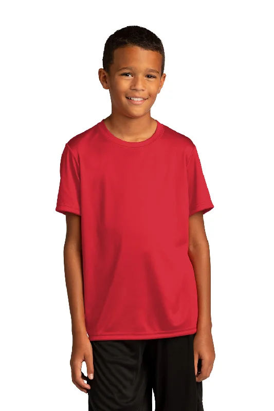 aqua polo t-shirts smart -Sport-Tek Youth Re-Compete Moisture Wicking Short Sleeve Crewneck T-Shirt - True Red