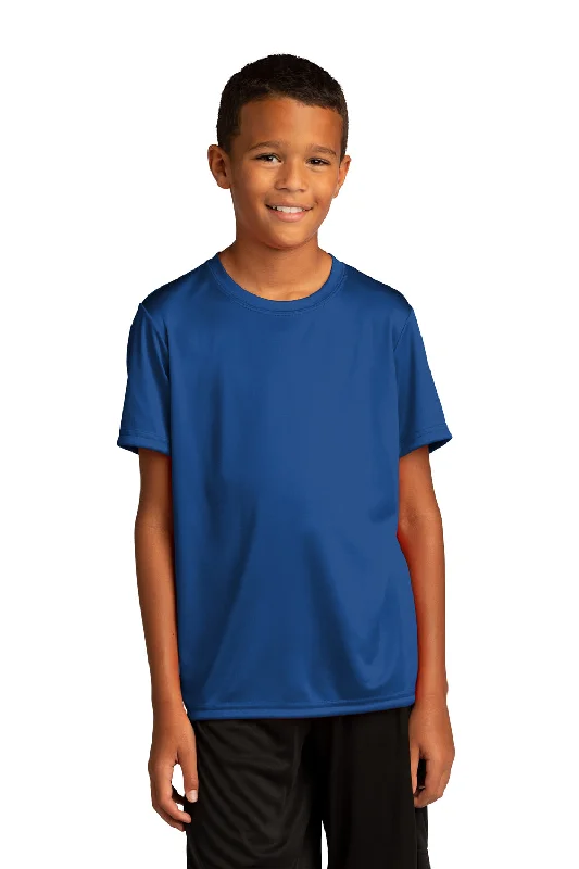 retro logo t-shirts nostalgic -Sport-Tek Youth Re-Compete Moisture Wicking Short Sleeve Crewneck T-Shirt - True Royal Blue