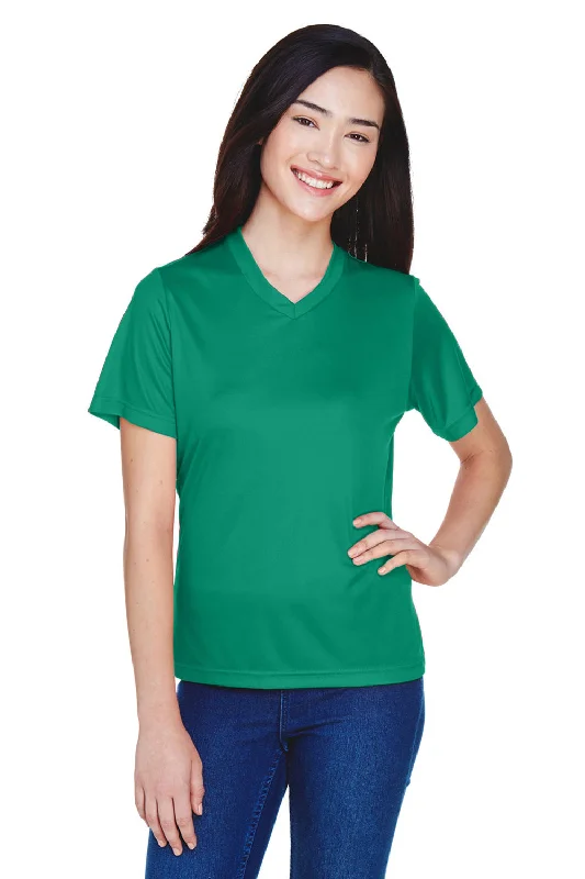 striped teal t-shirts casual -Team 365 Womens Zone Performance Moisture Wicking Short Sleeve V-Neck T-Shirt - Kelly Green