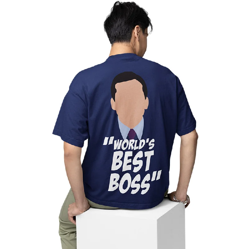 aqua v-neck t-shirts vibrant -The Office Oversized T shirt - World's Best Boss