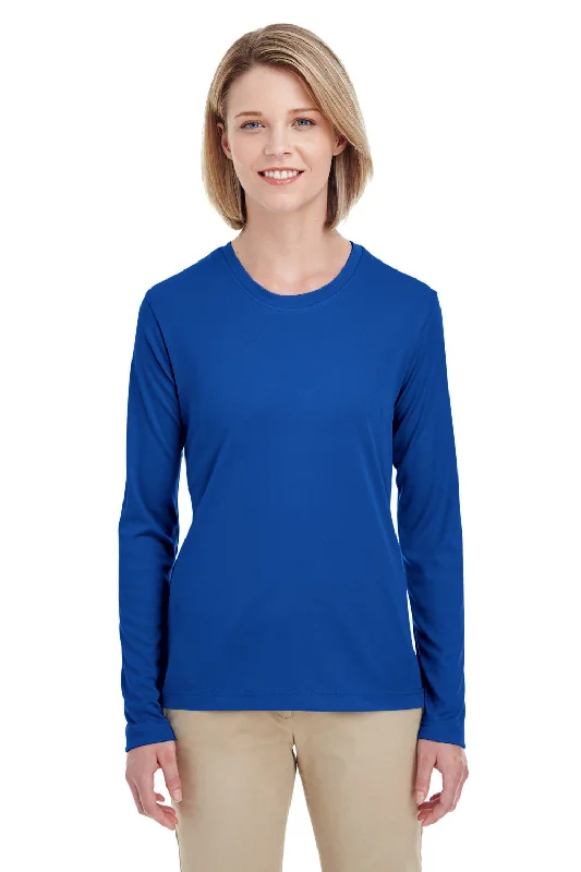 lilac slim fit t-shirts chic -UltraClub Womens Cool & Dry Performance Moisture Wicking Long Sleeve Crewneck T-Shirt - Royal Blue