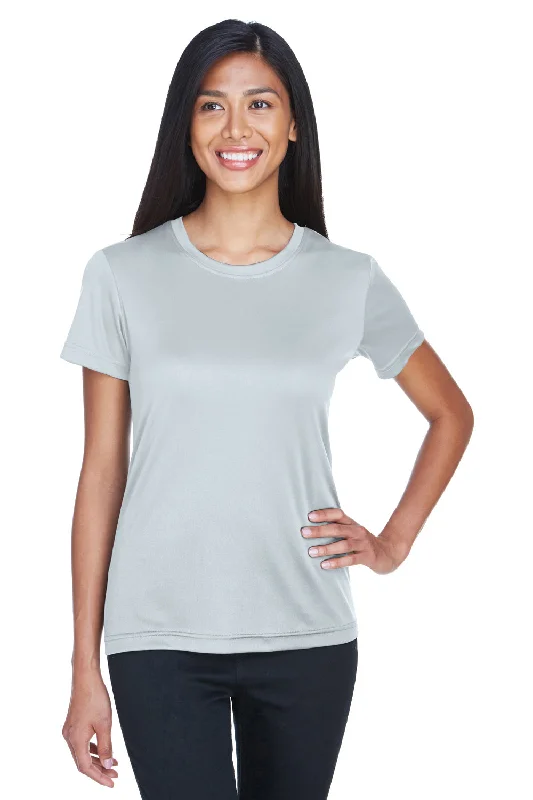 coral crew neck t-shirts simple -UltraClub Womens Cool & Dry Performance Moisture Wicking Short Sleeve Crewneck T-Shirt - Grey