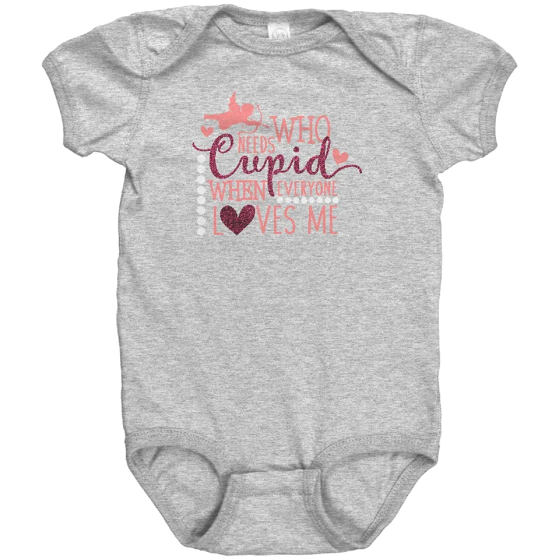 custom art t-shirts creative -Who Needs Cupid When Everyone Loves Me Short Sleeve Baby Snap Bodysuit Onesie