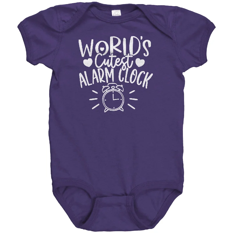 taupe v-neck t-shirts neutral -World's Cutest Alarm Clock Baby One Piece Snap Bodysuit