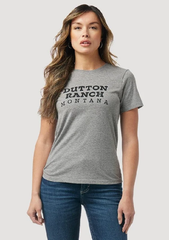 retro surf t-shirts beach -WRANGLER WOMEN'S CHARCOAL HEATHER DUTTON RANCH TEE