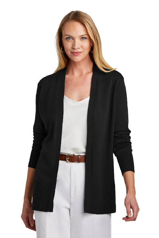 cardigan trendy tones -Brooks Brothers Womens Long Sleeve Cardigan Sweater - Deep Black