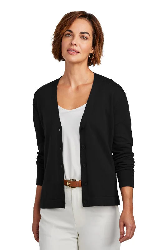 cardigan lightweight wool -Brooks Brothers Womens Long Sleeve Cardigan Sweater - Deep Black