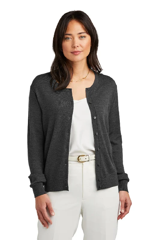 cardigan brown earthy -Brooks Brothers Womens Merino Long Sleeve Button Front Cardigan Sweater - Heather Windsor Grey - COMING SOON