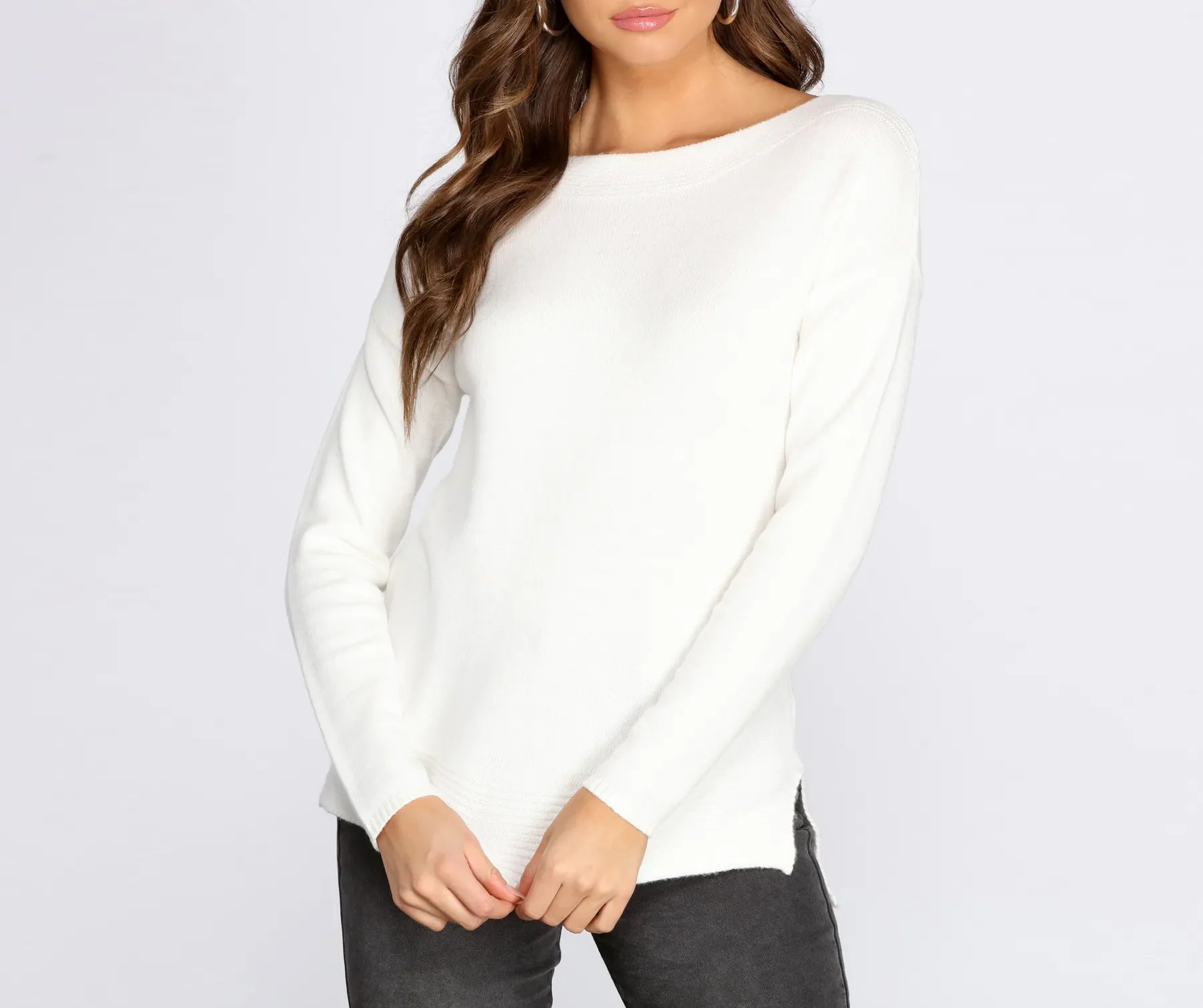 pullover sweater vibrant blend -Classic Chic Dolman Sleeve Sweater